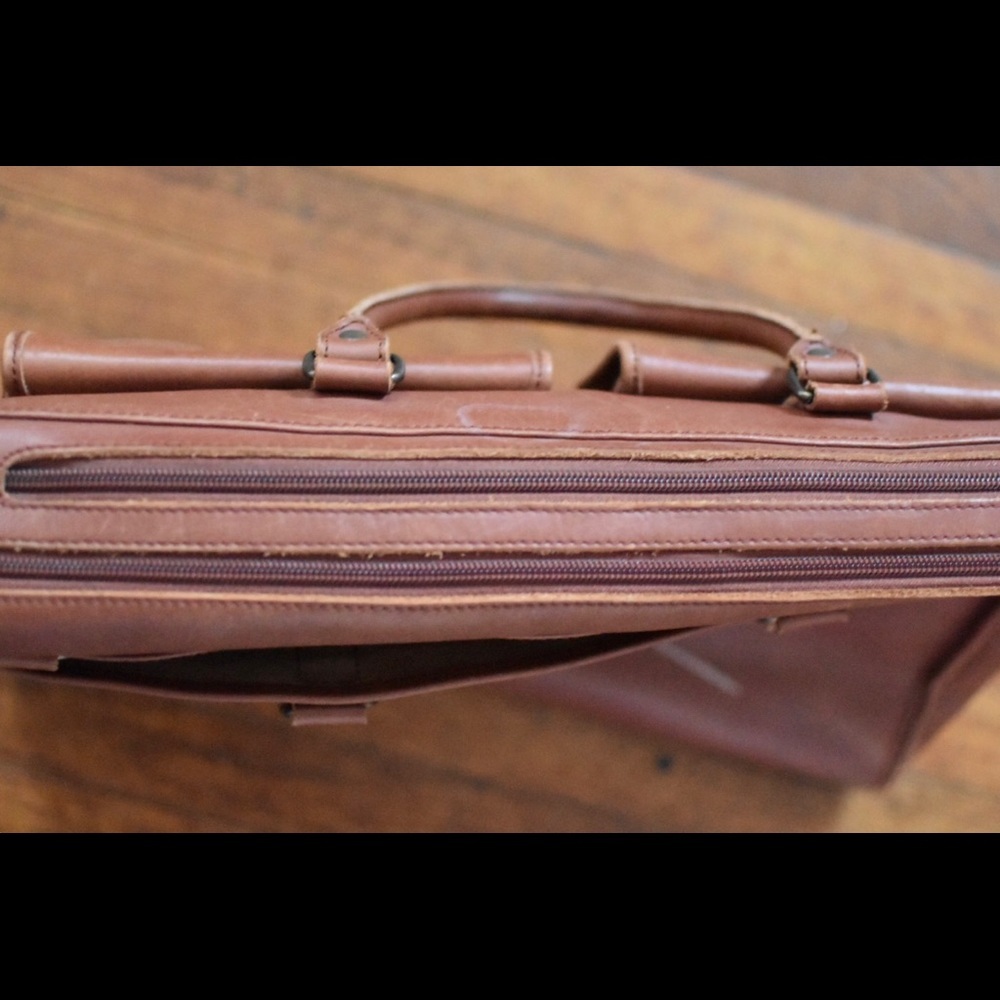 XL British Tan Leather Briefcase Attaché - Picture 5 of 5
